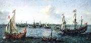 VROOM, Hendrick Cornelisz. The Harbour in Amsterdam we painting